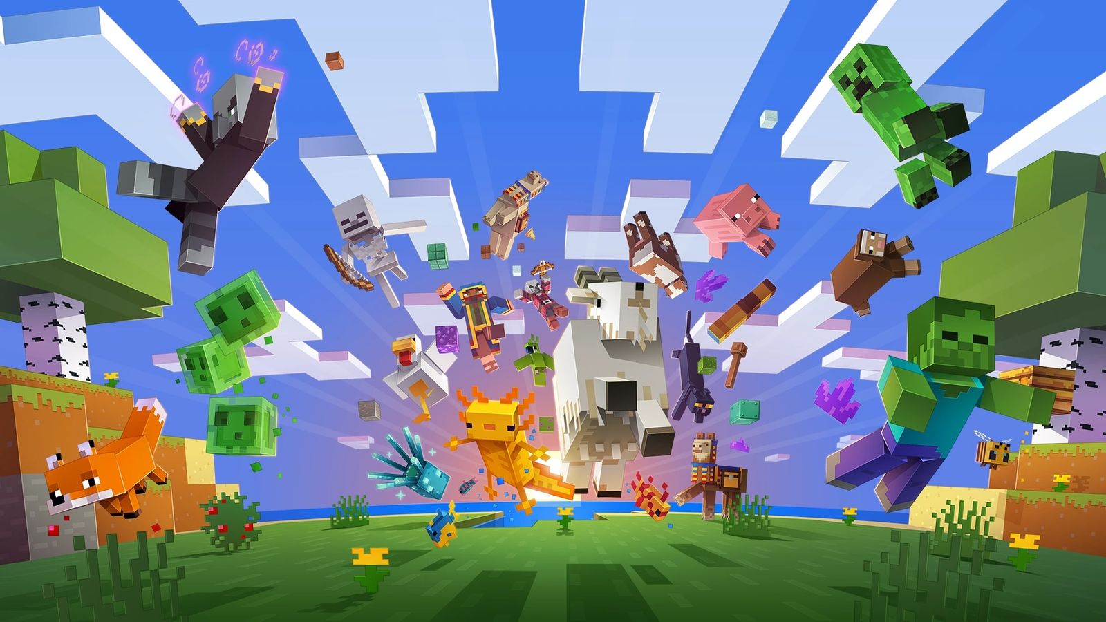 Minecraft mobs key art representing Bedrock Edition